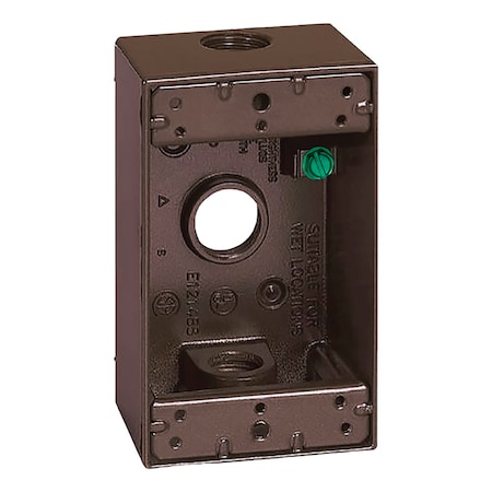 Sigma Engineered Solutions Electrical Box, Outlet Box Type, 1 Gang, Die-Cast Metal, Rectangular Shape 14250BR